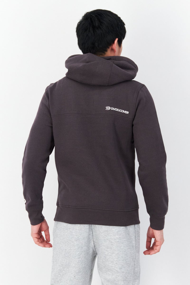DUCK AND COVER Men Hood With Drawstring Long Sleeve Brand Logo Sweatshirts, DarK Charcoal - Image 3
