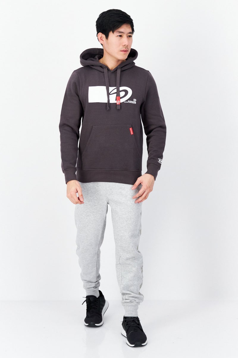 DUCK AND COVER Men Hood With Drawstring Long Sleeve Brand Logo Sweatshirts, DarK Charcoal - Image 2