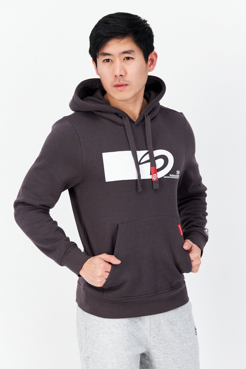 DUCK AND COVER Men Hood With Drawstring Long Sleeve Brand Logo Sweatshirts, DarK Charcoal - Image 1