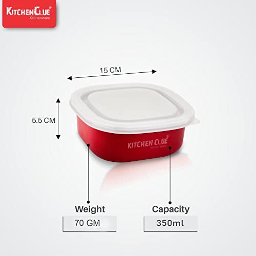 KITCHEN CLUE Microwave Safe Stainless Steel Tiffin Box/Lunch containers, BIS-Approved, Pack Of 4 Pcs, 350 ML, Airtight & Leak-Proof Lids, Easy To Carry, Easy To Re-Heat In Min., Lunch Box For office - Image 5