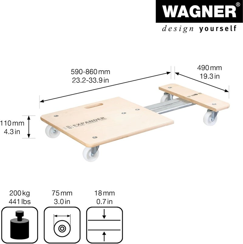 Wagner moving dolly MM 1332 I 59-86 x 49 cm I extendable loading platform for flexible adjustment - for different sized loads I load capacity 200 kg - 20133201 - Image 2
