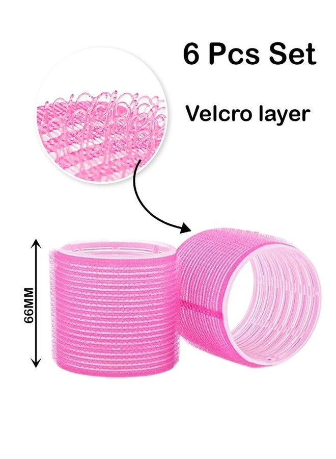 VIVIAN Hair Rollers, 6 Pack Self Grip Salon Hairdressing Curlers with 6 pc clip, Colors May Vary (Pink) - Image 3