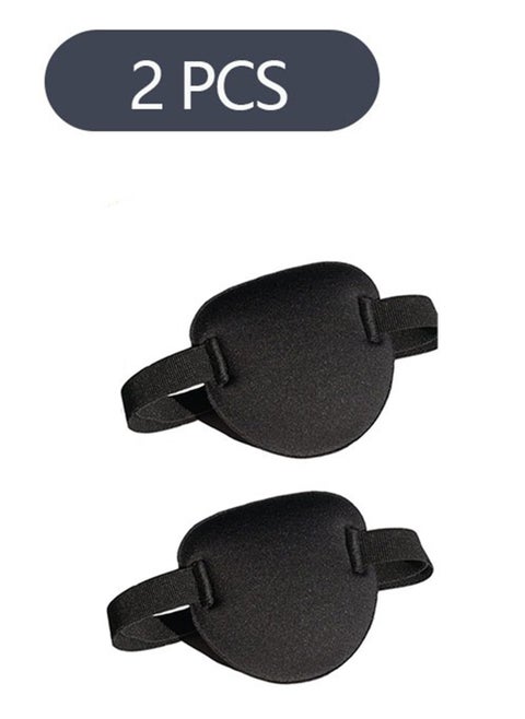 2-Piece 3D Adjustable Eyepatch for Right or Left Eye, Adults and Kids One Eye Cover for Lazy Eye (Black)