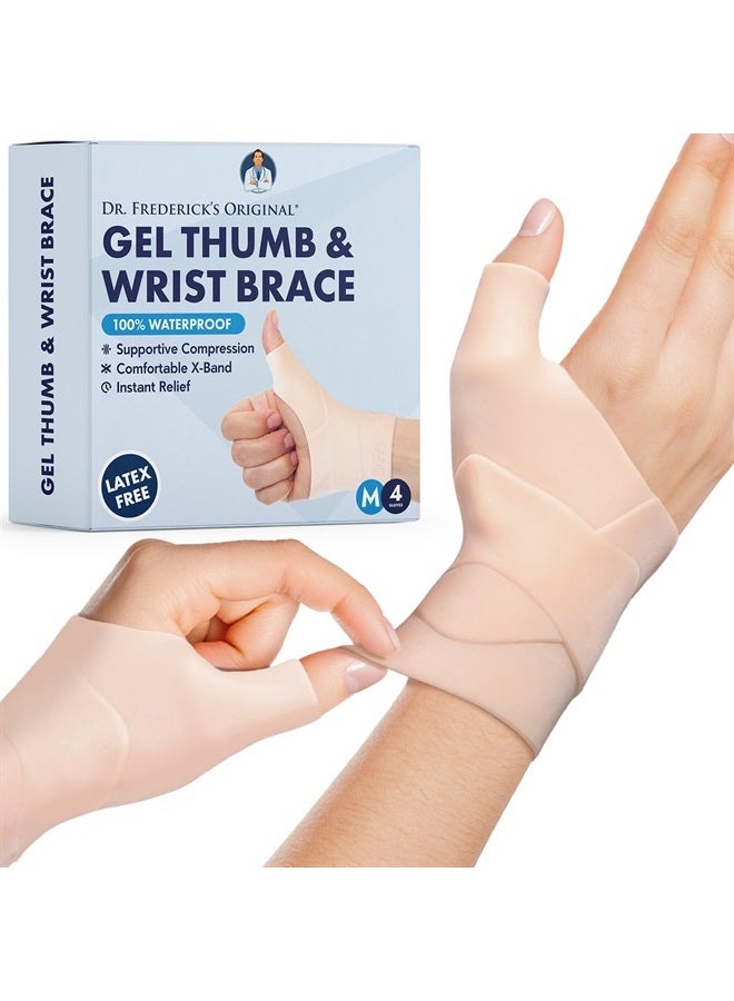Dr. Frederick's Original Waterproof Thumb & Wrist Brace - 4pcs - Thumb Spica Splint - Hand Brace for Tendonitis, Arthritis, De Quervain's - Fits Left or Right Hand - Women & Men - Medium - Image 1