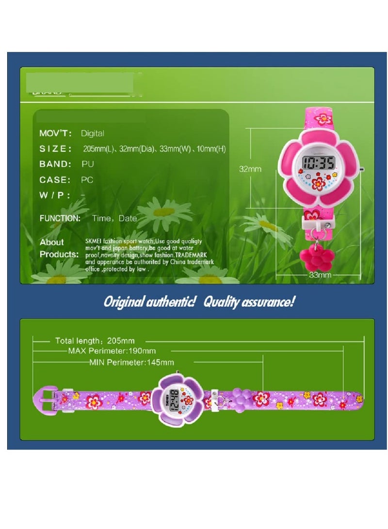 Flower Shaped Cartoon Digital Watch for Kids, Perfect Gift for Girls, Fun and Stylish Timepiece - Image 5