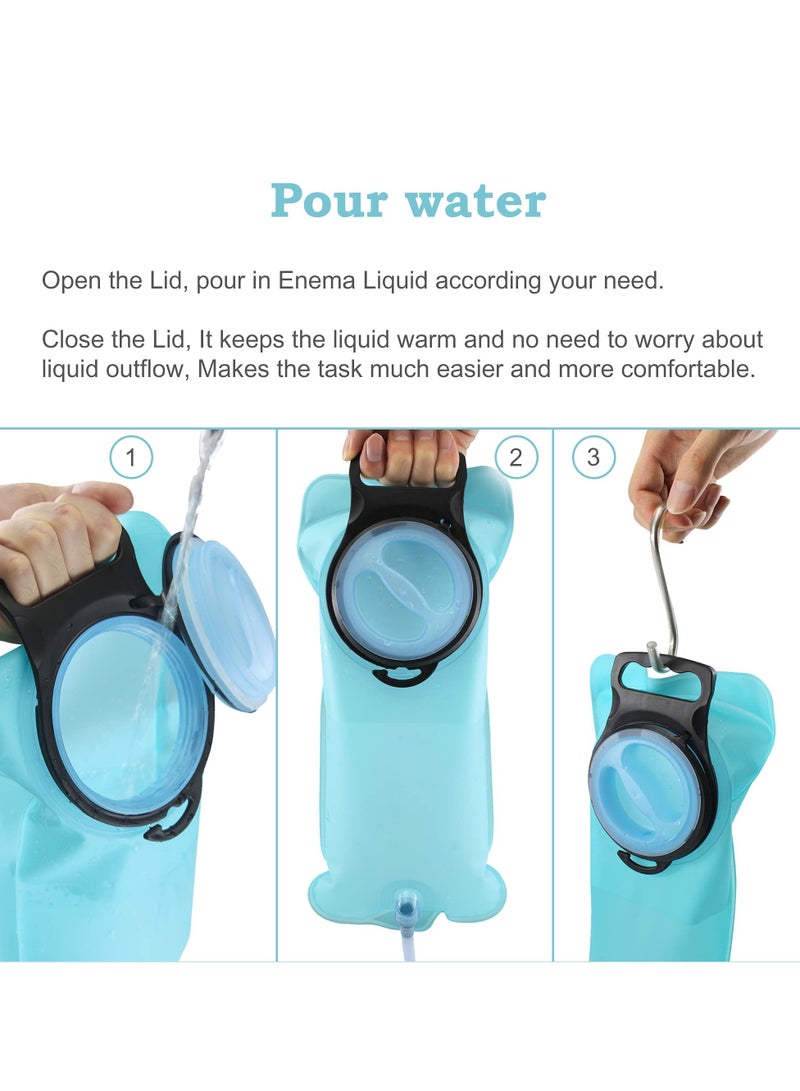 شو وو مجموعة حقيبة حقنة شرجية محمولة للسفر من Anel Douche حقيبة حقنة شرجية للرجال والنساء لتنظيف القولون، 2 لتر - Image 2