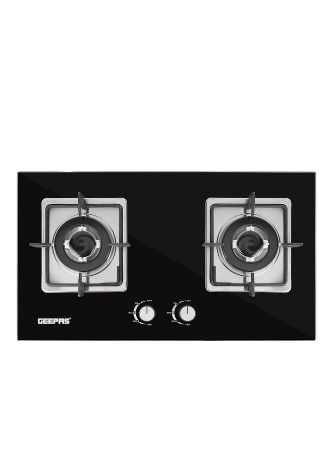 GEEPAS Auto Ignition Double Burner Gas Stove with Tempered Glass Panel Sabaf Burners Built GGC31018 Black - Image 2