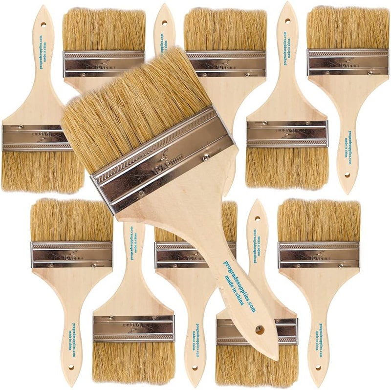 Pro-Grade - Chip Paint Brushes - 12 Ea 4 Inch Chip Paint Brush Light Brown - Image 1