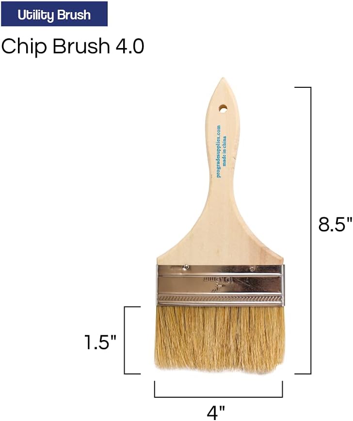 Pro-Grade - Chip Paint Brushes - 12 Ea 4 Inch Chip Paint Brush Light Brown - Image 2