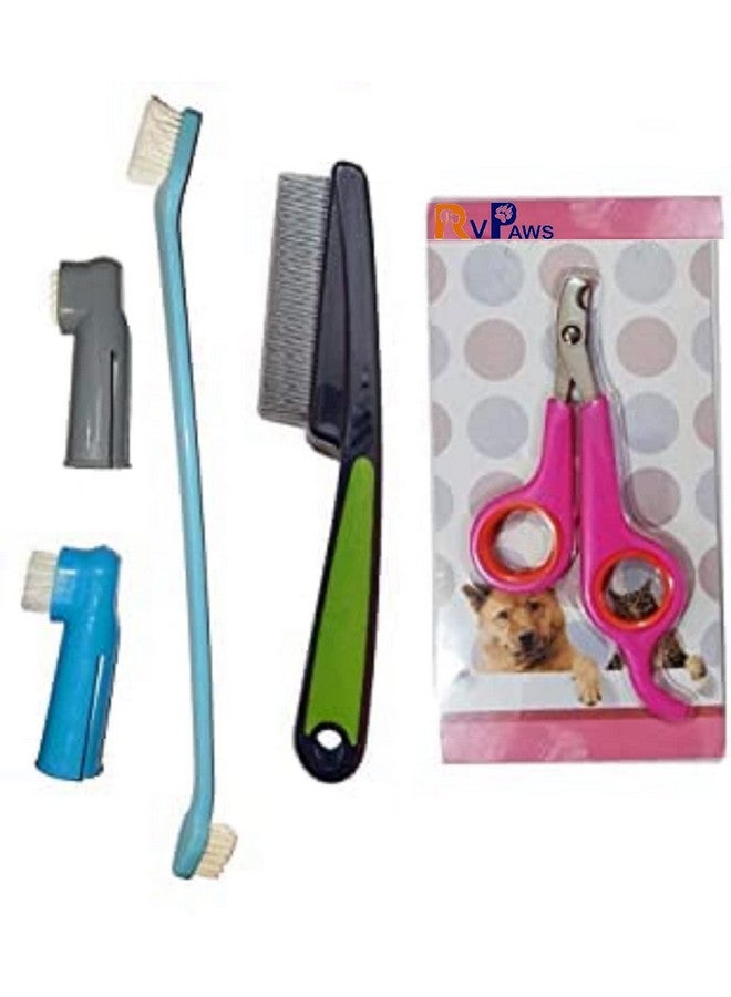 مجموعة مكونة من مشط لإزالة البراغيث من الكلاب ومقص للكلاب وفرشاة أسنان للكلاب - Image 1