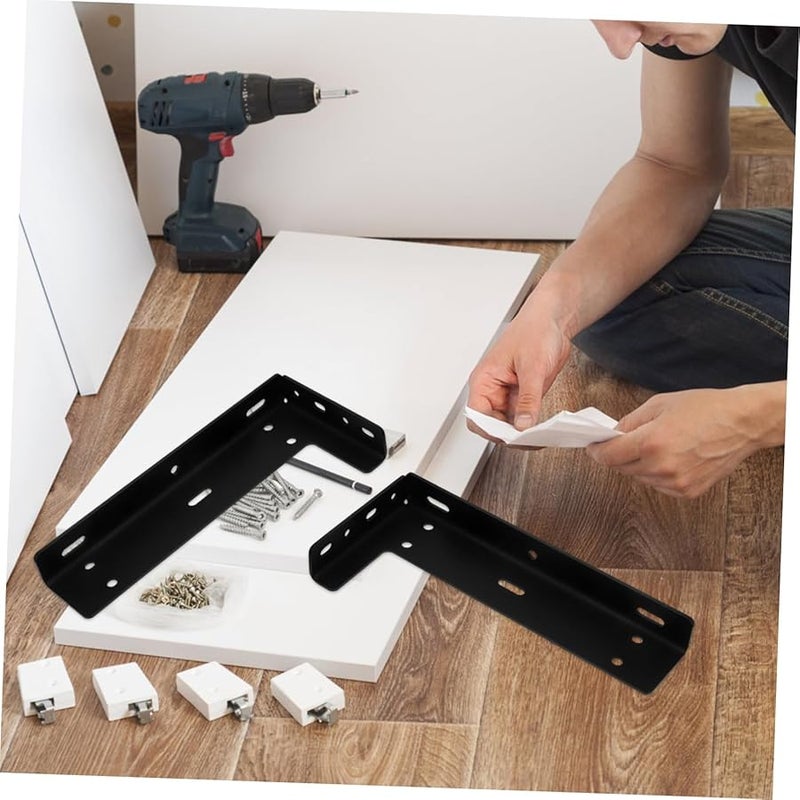 Jojofuny 2 Pack Decorative Shelf Brackets Metal Floating Shelf Hardware Black - Image 5