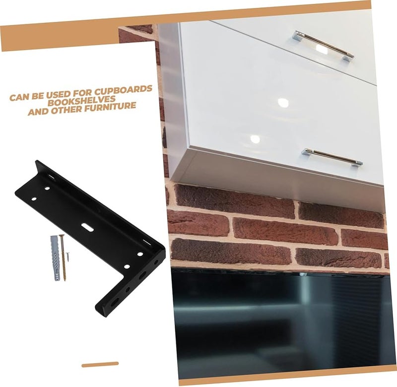 Jojofuny 2 Pack Decorative Shelf Brackets Metal Floating Shelf Hardware Black - Image 4