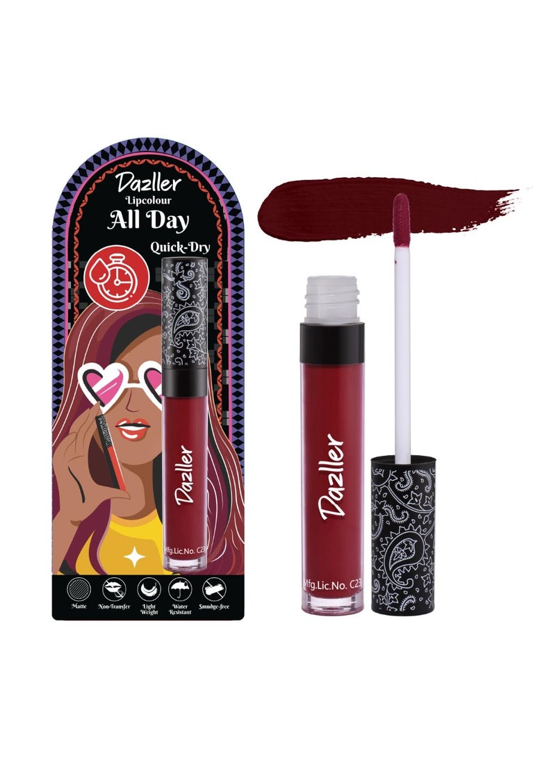 Dazller All Day Lipcolour Quick Dry|Moisturizing Kokum Butter|Non-Transfer & Smudge-proof|8hr stay|Liquid Lipstick for Women|QDLC029 Cabernet|6g - Image 1