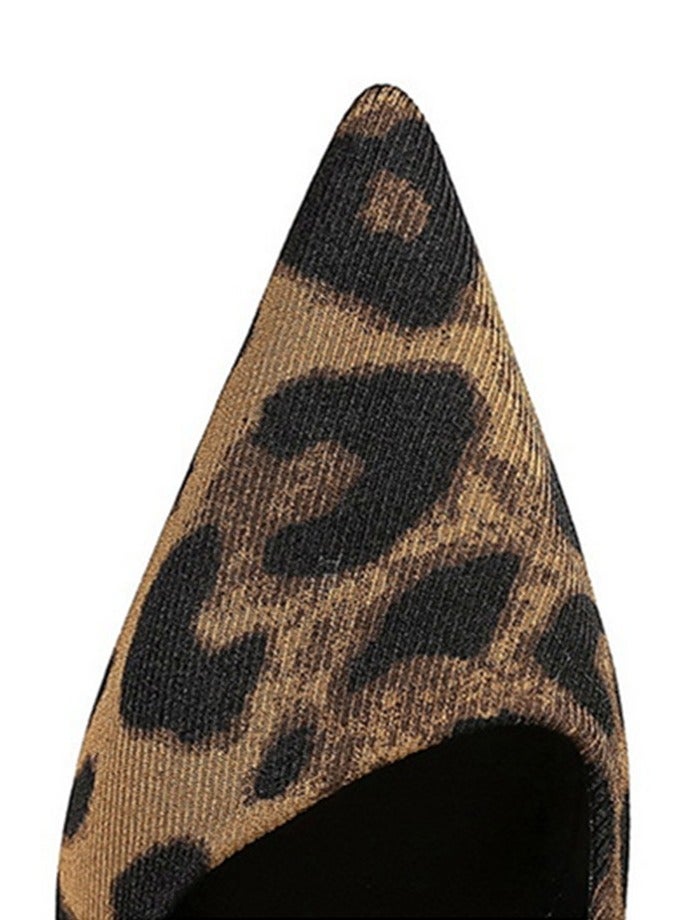 BIGTREE Women's Closed Pointed Toe High Heels With Ankle Straps Stiletto Sandal Pumps Leopard Print 6CM - Image 5