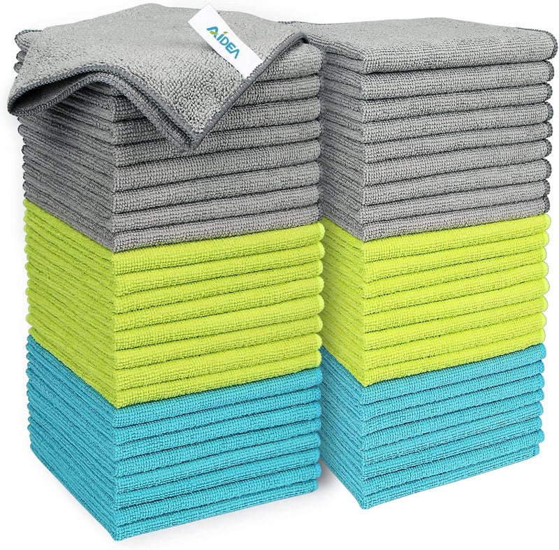 AIDEA Microfiber Cleaning Cloths - 50 Pack, Highly Absorbent, Lint Free, Streak Free for House, Kitchen, Car, and Window - Image 1