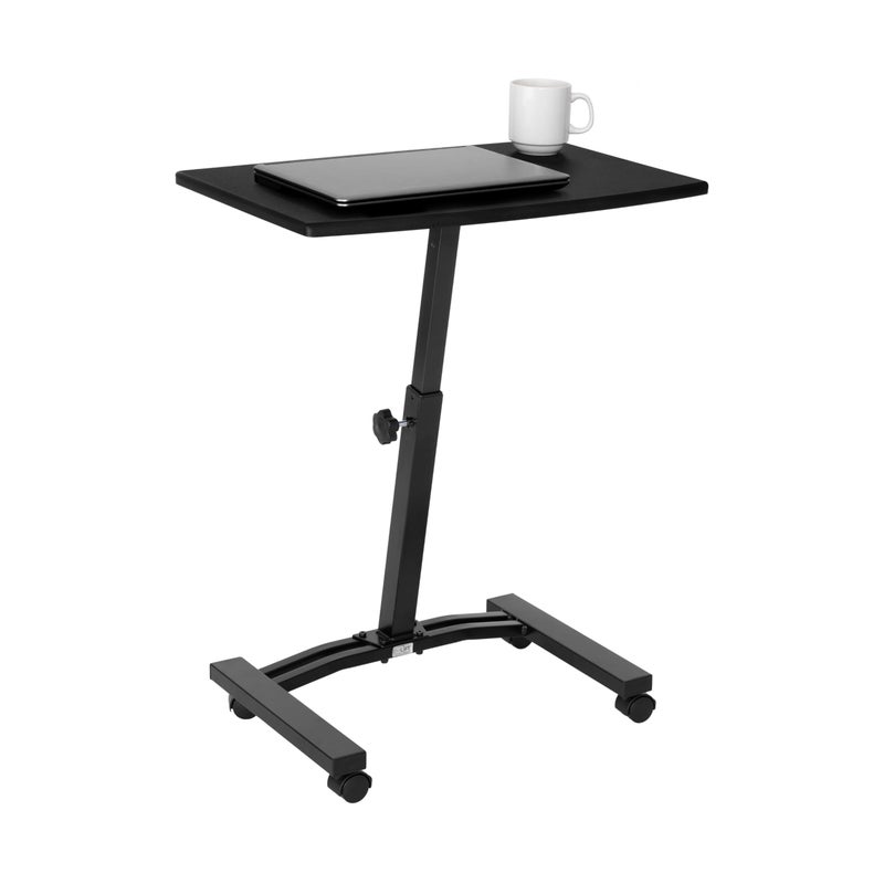 Seville Classics Airlift Mobile Height Adjustable Laptop Stand Computer Workstation for Sitting Classroom Home Office Medical Table w/Wheels, Flat Desk 24", Black - Image 1