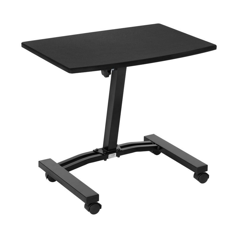 Seville Classics Airlift Mobile Height Adjustable Laptop Stand Computer Workstation for Sitting Classroom Home Office Medical Table w/Wheels, Flat Desk 24", Black - Image 3
