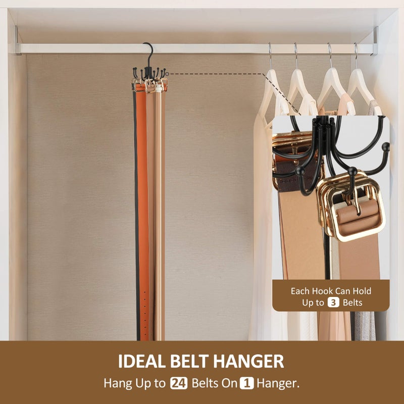 Zedodier Belt Hanger  Belt Rack Closet Accessories Organizer  Maximum 24 Storage Capacity  Hanging Holder Storage Hook For Belt  Bra  Tank Top  Tie  Scarf  Purse  Black - Image 3