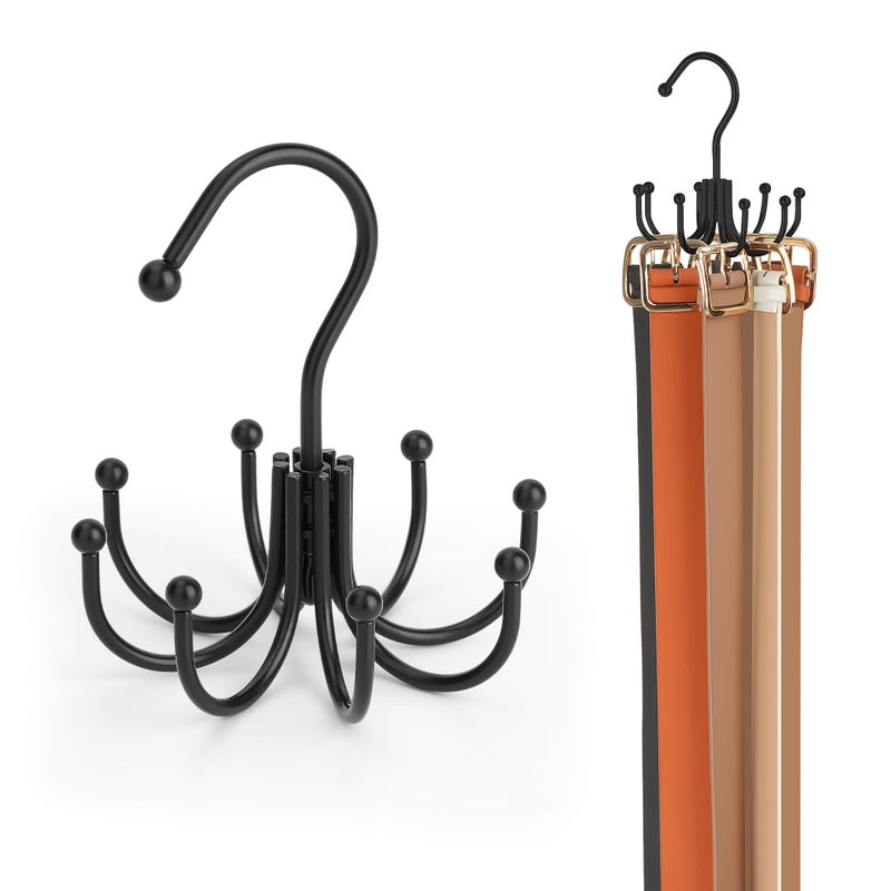 Zedodier Belt Hanger  Belt Rack Closet Accessories Organizer  Maximum 24 Storage Capacity  Hanging Holder Storage Hook For Belt  Bra  Tank Top  Tie  Scarf  Purse  Black - Image 1