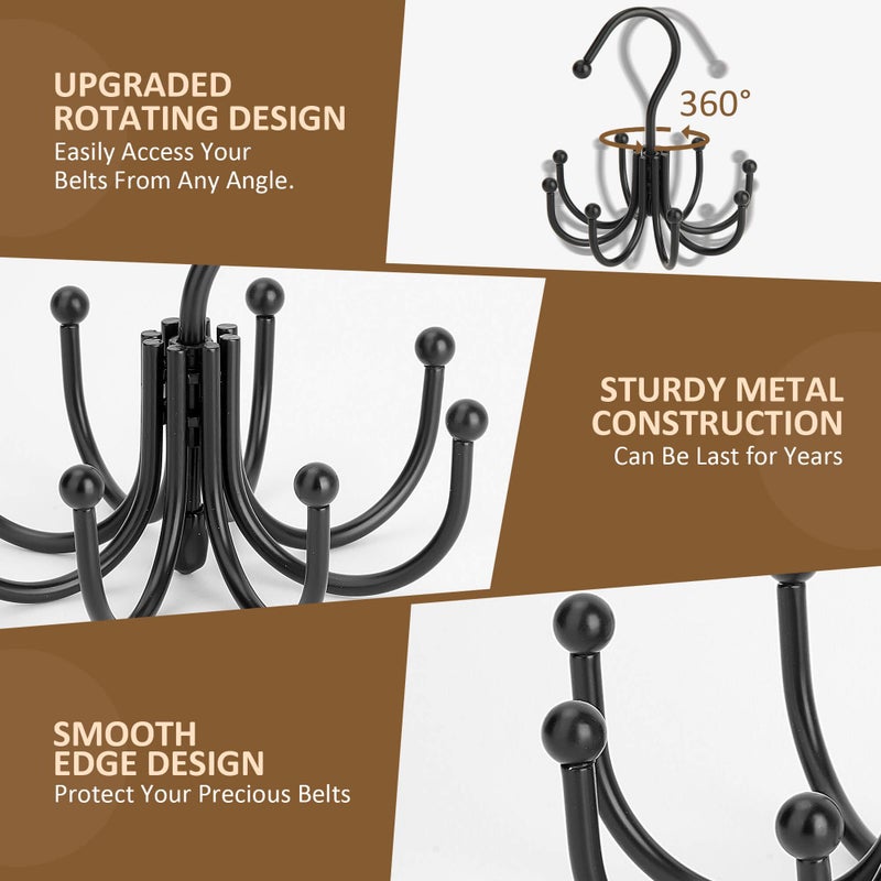 Zedodier Belt Hanger  Belt Rack Closet Accessories Organizer  Maximum 24 Storage Capacity  Hanging Holder Storage Hook For Belt  Bra  Tank Top  Tie  Scarf  Purse  Black - Image 5