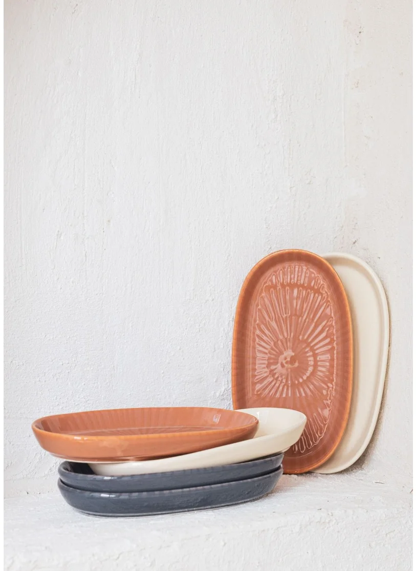 The Mia Noon Oval Serving Set of 2 Cream 17 cm