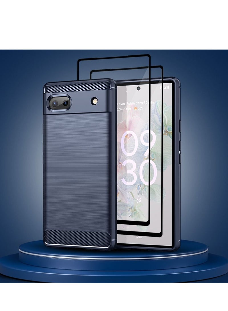 CATANES 3 Packs For Google Pixel 6a Case Cover and 2 Screen Protectors Soft TPU Bumper Protective Back Case Blue - Image 3