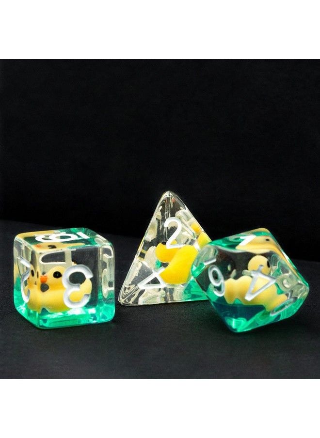 cusdie 7Die Dice Dnd Polyhedral Dice Set Filled With Animal For Role Playing Game Dungeons And Dragons D&D Dice Mtg Pathfinder (Yellow Duck)  - Image 4