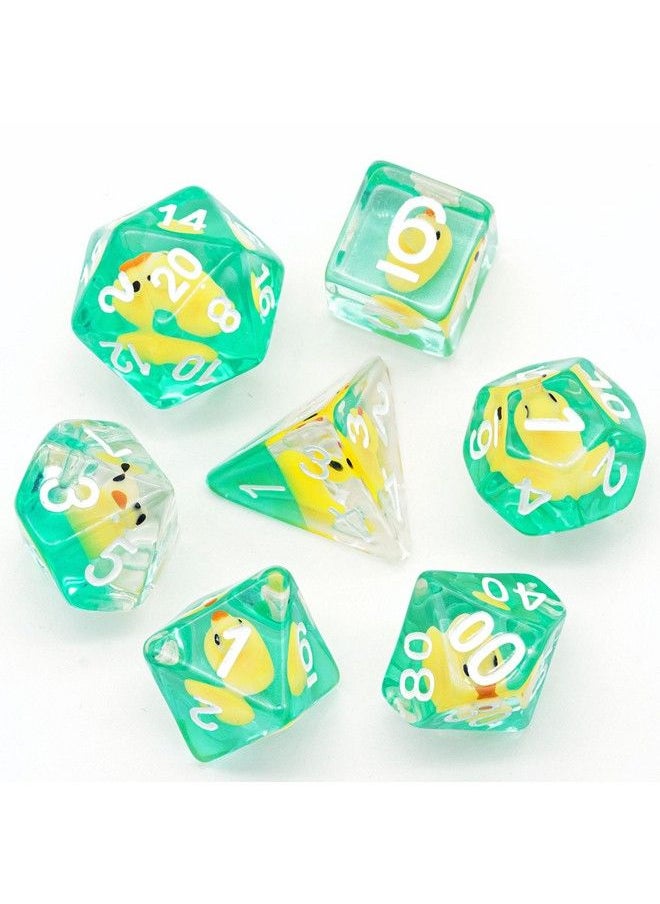 cusdie 7Die Dice Dnd Polyhedral Dice Set Filled With Animal For Role Playing Game Dungeons And Dragons D&D Dice Mtg Pathfinder (Yellow Duck)  - Image 2