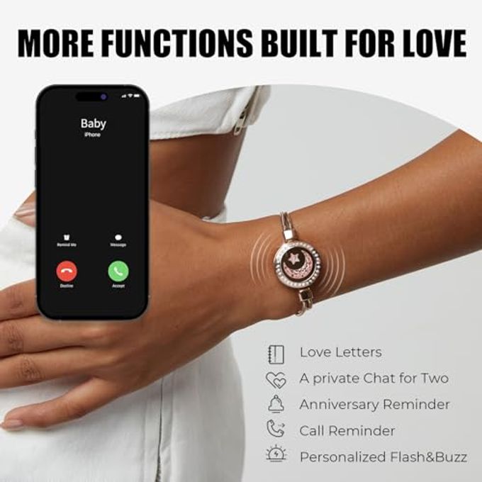 totwoo Touch Bracelets For Couples, Vibration & Light Up For Love Couples Long Distance Relationship Gifts For Girlfriend Bluetooth Pairing Jewelry - Image 3