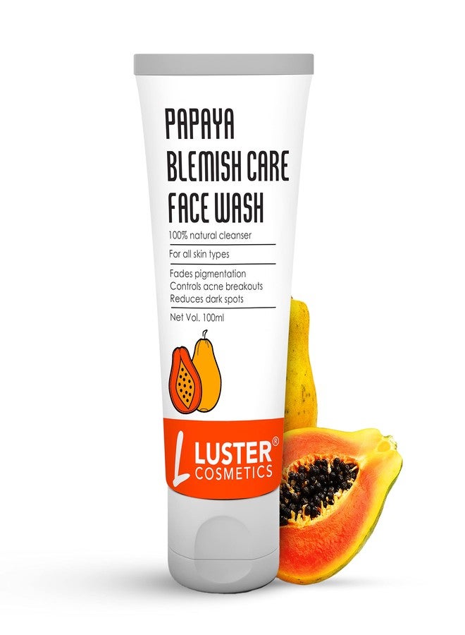 Luster Cosmetics Papaya Blemish Care Face Wash | Made with Organic Ingredients | Anti Pigmentation & Dark Spot Reduction | For Women & Men | Paraben & Sulphate Free -100 ml (Pack of 2) - Image 1