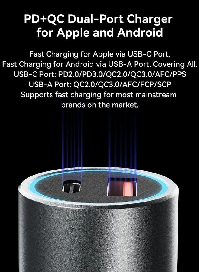 DUDAO 49W Fast Charging Car Charger, Transparent Dual-Port Car Power Adapter, Type-C PD 25W and USB QC 24W - Image 3