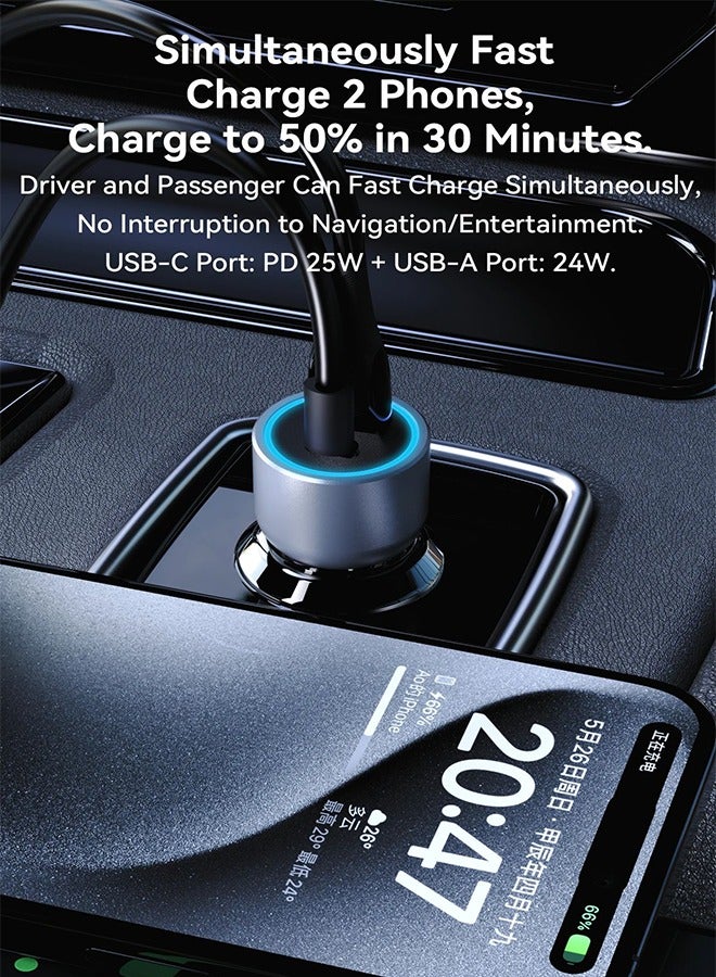 DUDAO 49W Fast Charging Car Charger, Transparent Dual-Port Car Power Adapter, Type-C PD 25W and USB QC 24W - Image 2