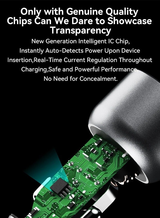 DUDAO 49W Fast Charging Car Charger, Transparent Dual-Port Car Power Adapter, Type-C PD 25W and USB QC 24W - Image 4