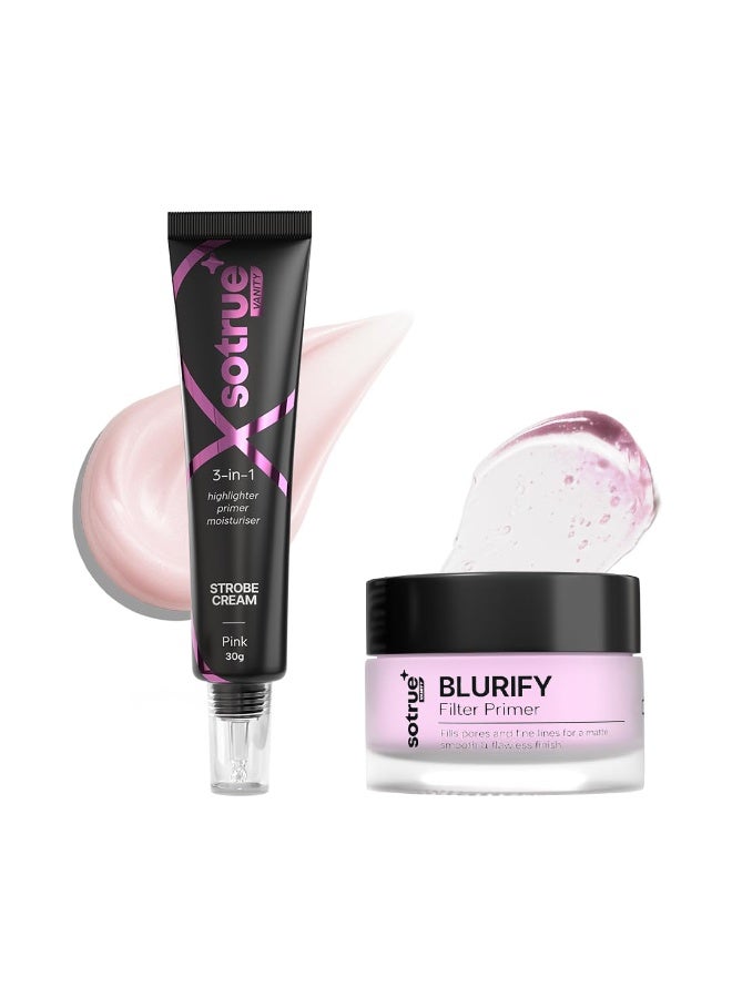 So True Sotrue Blurify Face Primer 15g + Strobe Cream Pink 30g Combo | Smooth Makeup Base & Radiant Glow | Hydrating, Lightweight & Non-Sticky | For All Skin Types - Image 1