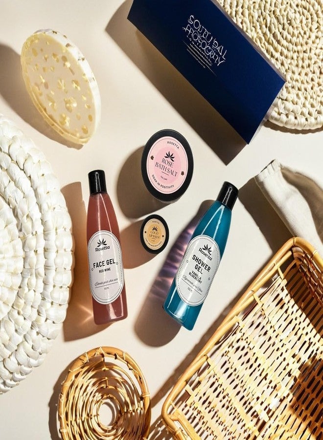 روزيتا حقيبة يد نسائية من روزيتا مع مجموعة هدايا للعناية بالبشرة بالأعشاب | حقيبة كتف من الجلد النباتي مع جل للوجه، جل استحمام، لوشن الصبار، وملح الاستحمام | هدية مثالية للنساء (لون عنابي) - Image 2