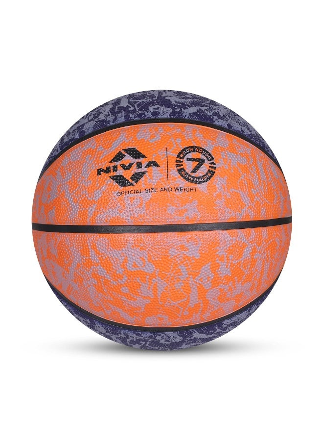 Nivia Graffiti Basketball, As per Basic Standard, 8 Panels, Molded Durable Rubber, Butyl Threadwounded Bladder, Made for Beginners, to Play on All Indoor & Outdoor Surfaces (Size - 7, Blue-Orange) - SEO Friendly Long Title - Image 3