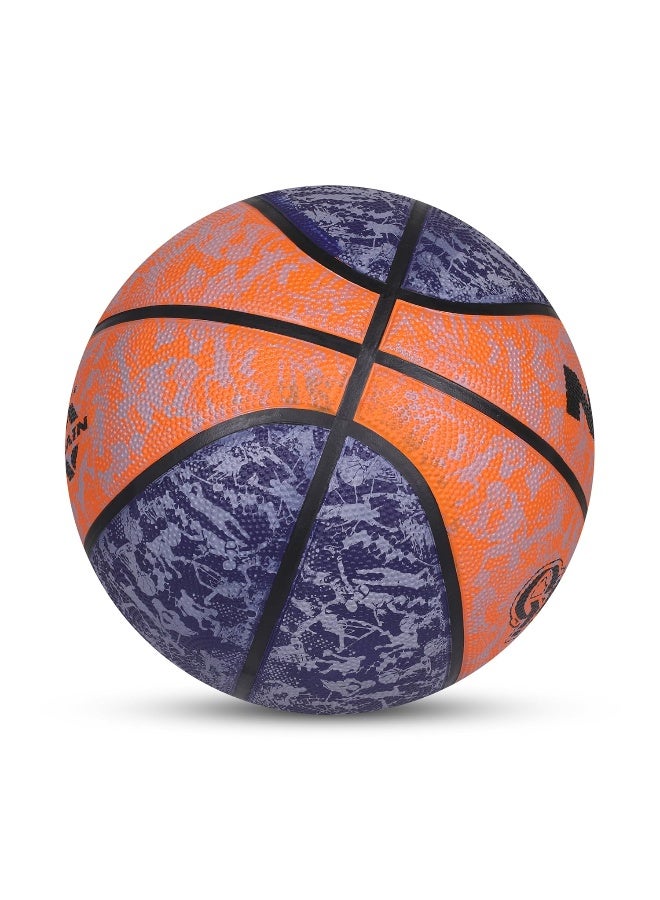 Nivia Graffiti Basketball, As per Basic Standard, 8 Panels, Molded Durable Rubber, Butyl Threadwounded Bladder, Made for Beginners, to Play on All Indoor & Outdoor Surfaces (Size - 7, Blue-Orange) - SEO Friendly Long Title - Image 5
