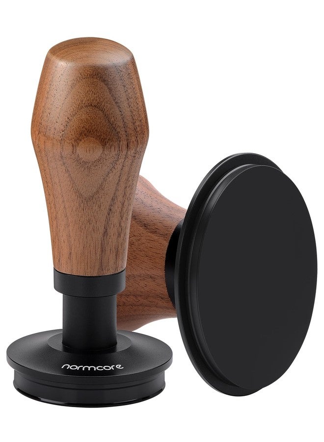 Normcore 58.5mm Coffee Tamper V4.1 with Click Sound Feedback, Spring Loaded Tamper With Titanium PVD Coating Flat Base, Genuine American Walnut Handle - Image 1