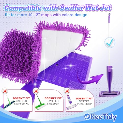 KeeTidy Reusable Mop Pads Compatible with Swiffer Wet Jet Mop Refills Microfiber Mopping Pads Wet & Dry Use Mop Replacement Pad for Swiffer Wetjet Cleaning Supplies 5 Pack - Image 2