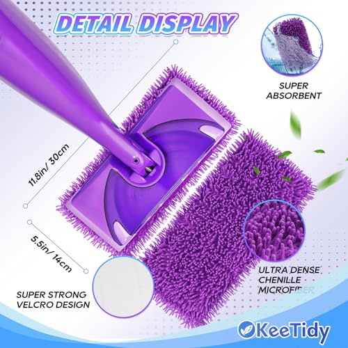 KeeTidy Reusable Mop Pads Compatible with Swiffer Wet Jet Mop Refills Microfiber Mopping Pads Wet & Dry Use Mop Replacement Pad for Swiffer Wetjet Cleaning Supplies 5 Pack - Image 3