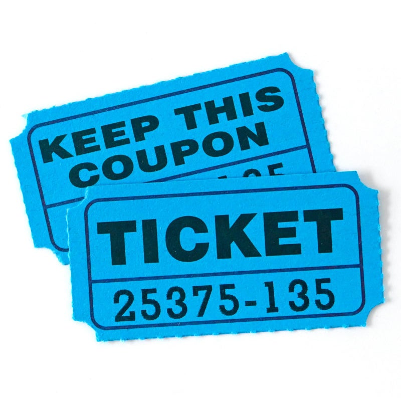 DGBDPACK 100 Raffle Tickets, (200 Pcs 100 Pairs) 50/50 Double Ticket, Bold Numbers for Easy Reading, Ticket for Events, Entry, Class Reward & Prizes -Blue - Image 1