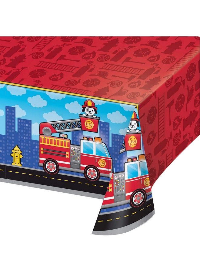 CREATIVE CONVERTING Fire Truck Plastic Tablecloths 3 Ct - Image 1