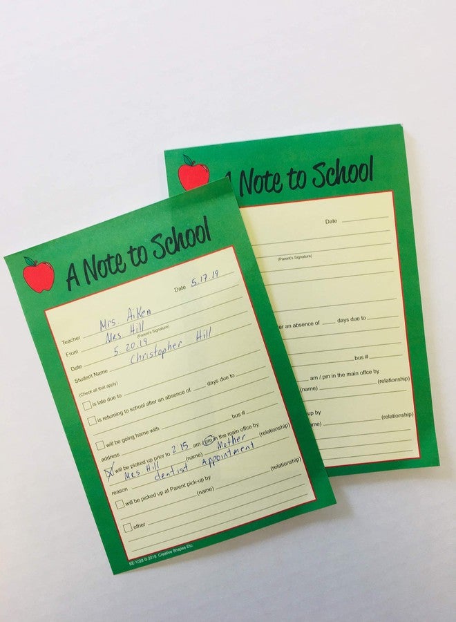 SHAPES ETC. 50 Sheets Note to School – Notes to Parents 5x7in Notes to School Student Pickup Information Parent Communication with Office/Teachers Parent Tools Memo Pad Made in USA - Image 5