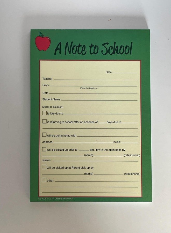 SHAPES ETC. 50 Sheets Note to School – Notes to Parents 5x7in Notes to School Student Pickup Information Parent Communication with Office/Teachers Parent Tools Memo Pad Made in USA - Image 3