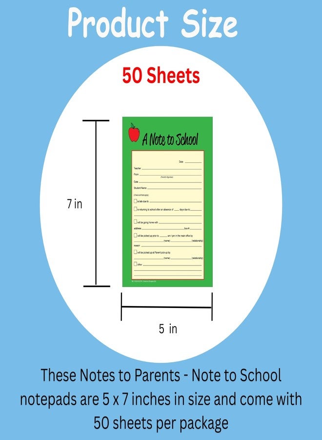 SHAPES ETC. 50 Sheets Note to School – Notes to Parents 5x7in Notes to School Student Pickup Information Parent Communication with Office/Teachers Parent Tools Memo Pad Made in USA - Image 2