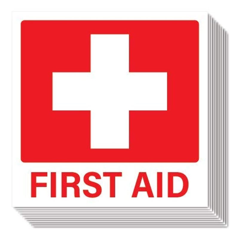 Sutter Signs First Aid Stickers 10-Pack | Square 5.5-inch by Sutter Signs - Image 1