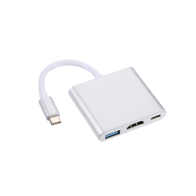 Usb-C Hub: 3-In-1 Silver Compact Aluminum Finish - Reversible Plug 4K Hdmi Resolution For On-The-Go Travel, Laptop & Usb Device Connection - Image 3