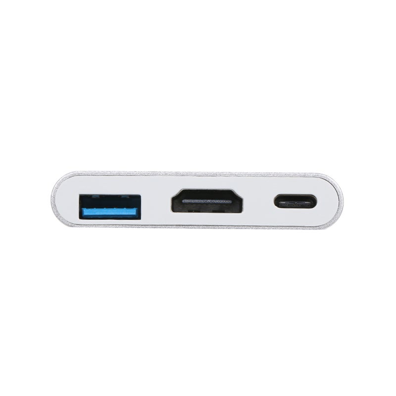 Usb-C Hub: 3-In-1 Silver Compact Aluminum Finish - Reversible Plug 4K Hdmi Resolution For On-The-Go Travel, Laptop & Usb Device Connection - Image 4