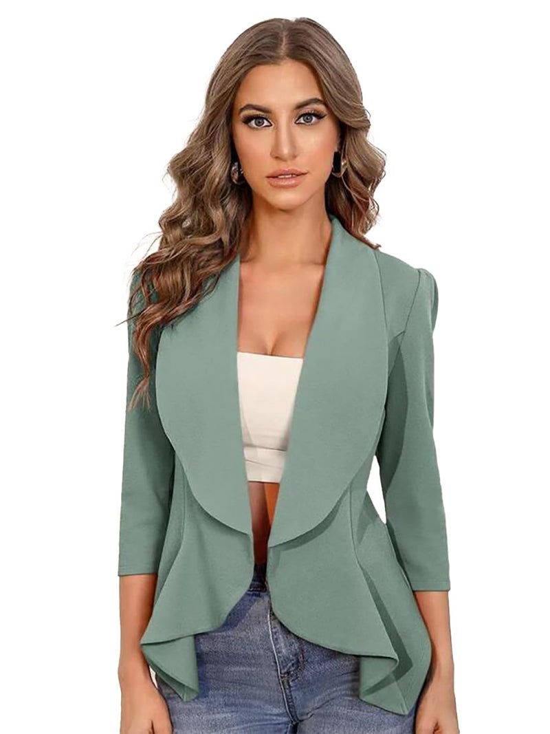 KOTTY Women's Single Breasted Relaxed Fit Shawl Collar 3/4 Sleeve Blazer - Image 1
