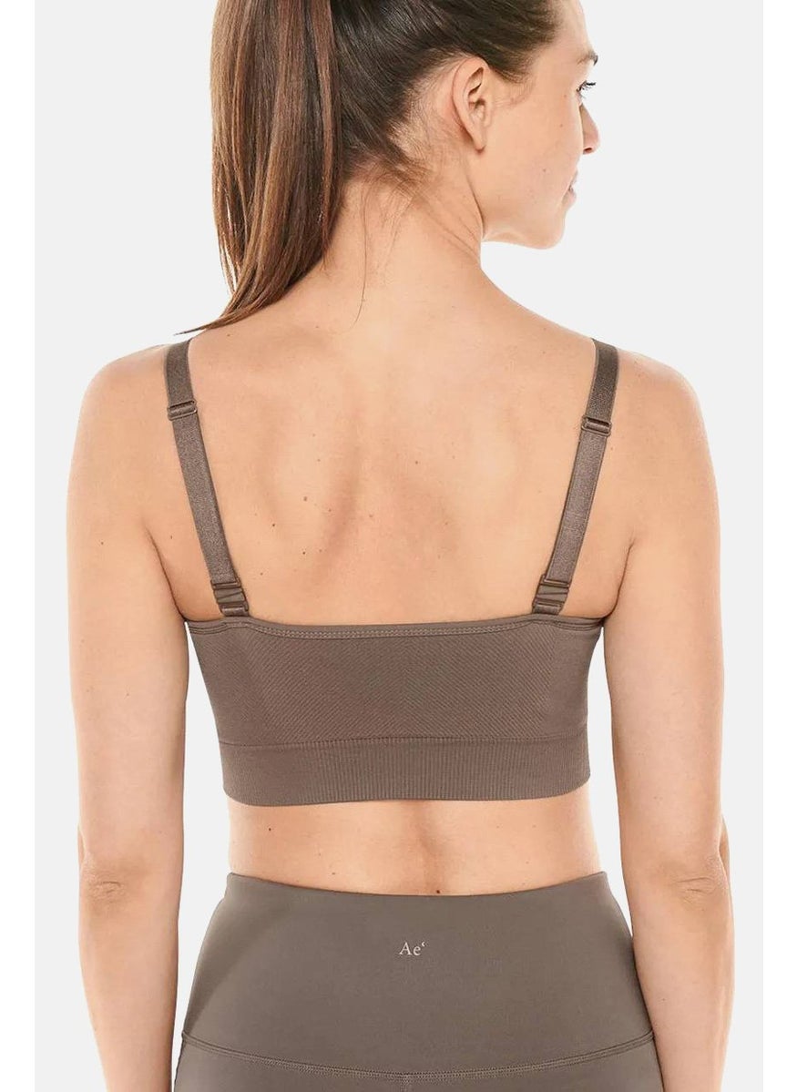 Tchibo - Women Ribbed Seamless Padded Sports Bra, Brown - Image 1